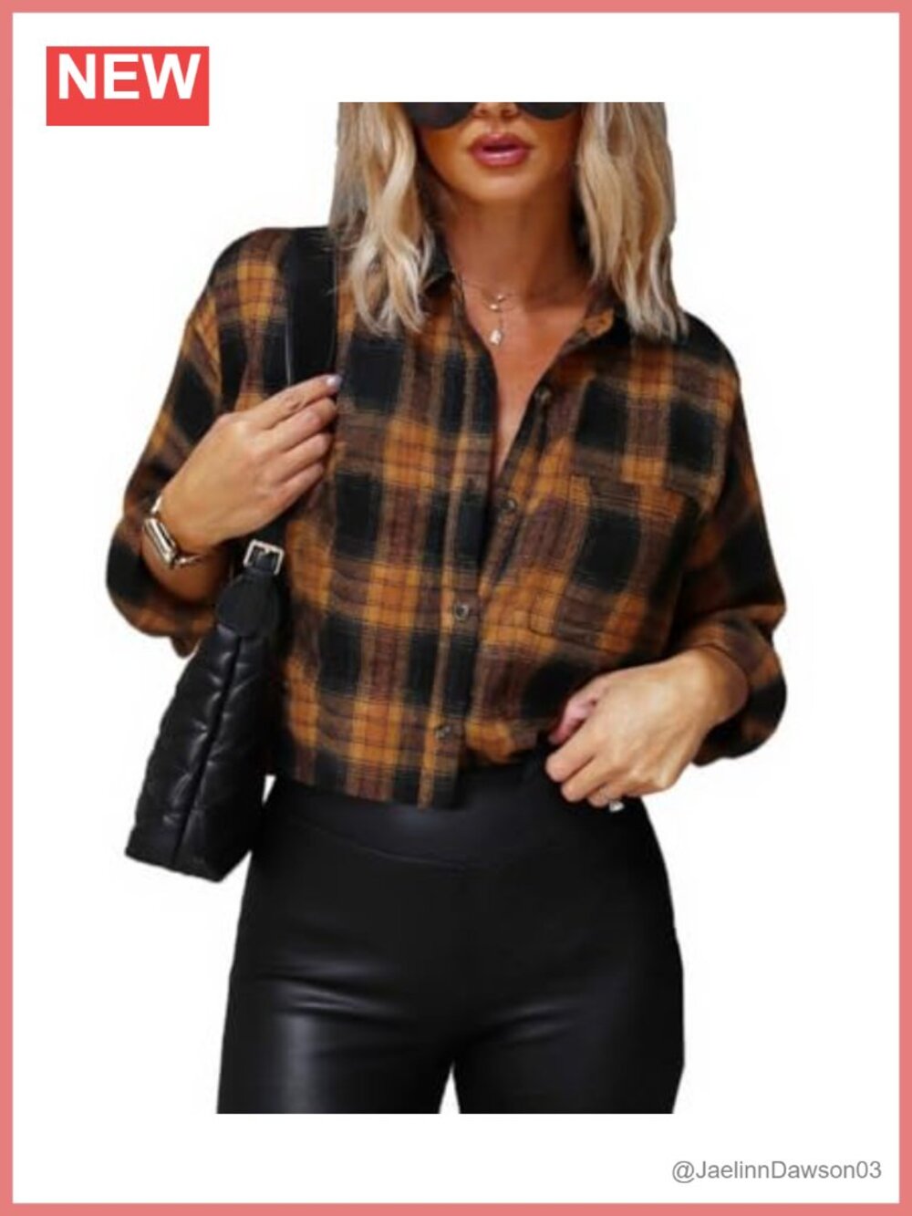 Cropped Flannel Shirt Button Down Long Sleeve Plaid Crop Top